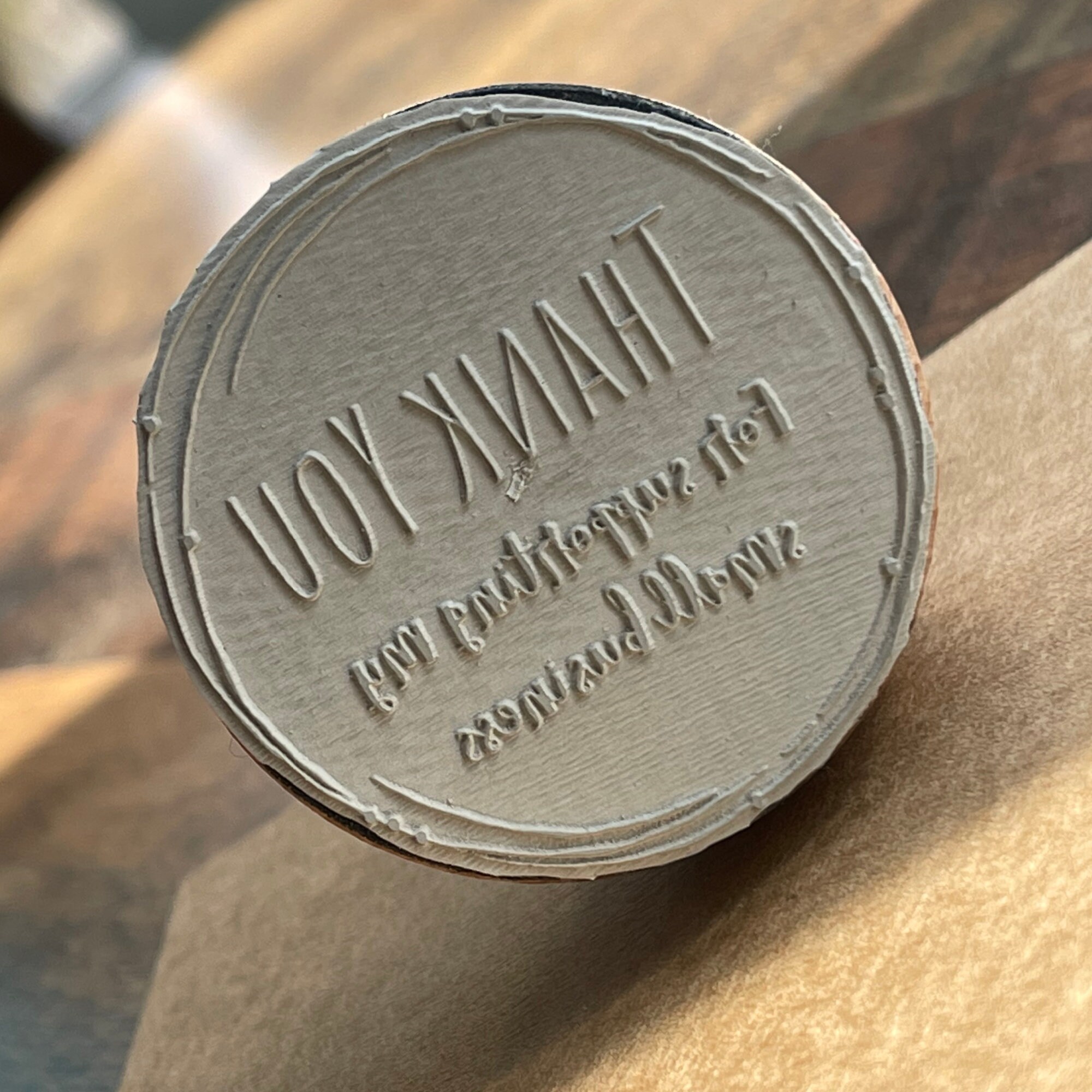 Thank You Stamp Wooden Hand Stamp European Mount Stamp Repeat Customer