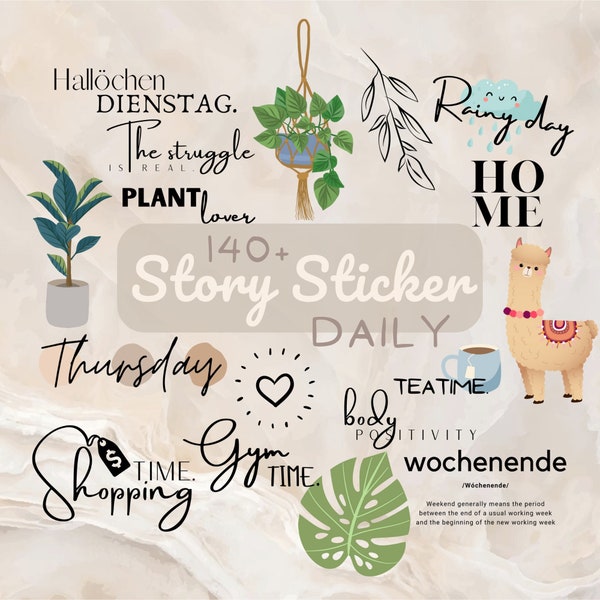 140+ Instagram Story Sticker Daily | Week-end | plantes | Plante| Week-end | | de base Télécharger | PNG | Storysticker | Téléchargement numérique