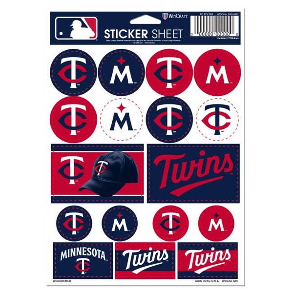 Minnesota Twins 5 x 7 sticker stickervel gratis verzending