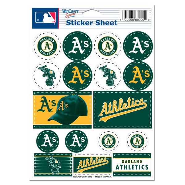 Oakland Athletics 5 x 7 Sticker Sheet Decals Free Shipping
