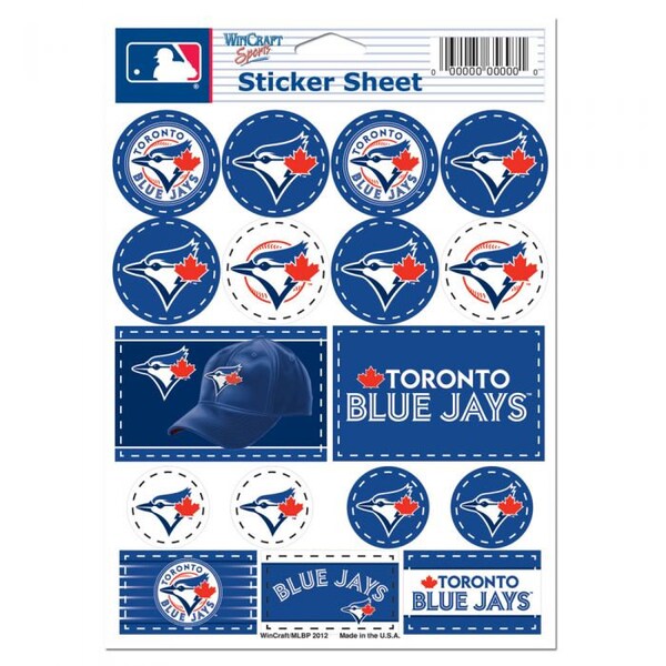 Toronto Blue Jays 5 x 7 Sticker Sheet Free Shipping