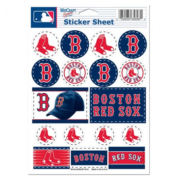 Boston Red Sox 5 x 7 Sticker Sheet Decals Free Shipping