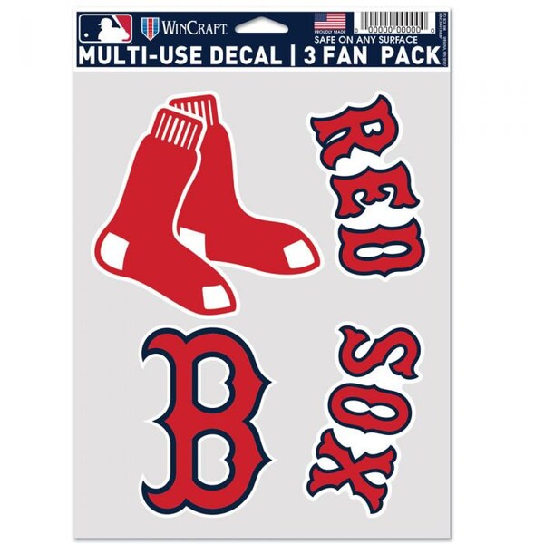 Lot de 3 autocollants polyvalents des Red Sox de Boston