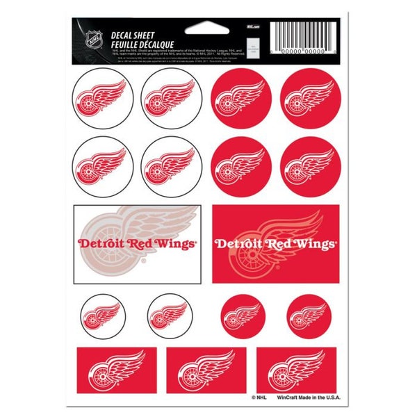 Detroit Red Wings  5 x 7 Sticker Sheet Free Shipping