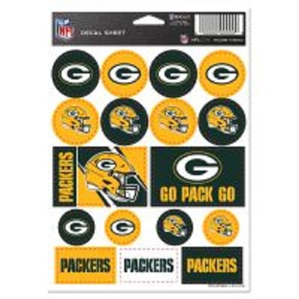 Green Bay Packers 5 x 7 Sticker Decal Sheet Free Shipping