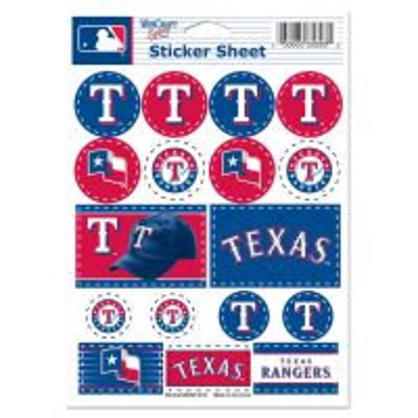 Texas Rangers 5 x 7 Sticker Decal Sheet Free Shipping
