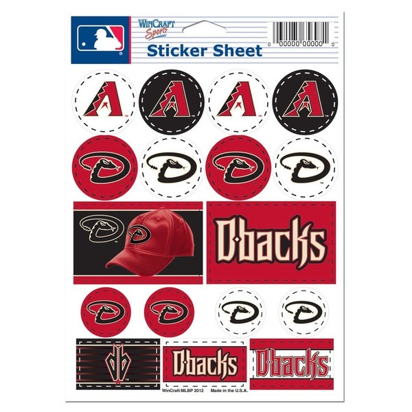 Arizona Diamondbacks 5 x 7 Sticker Decal Sheet Free Shipping