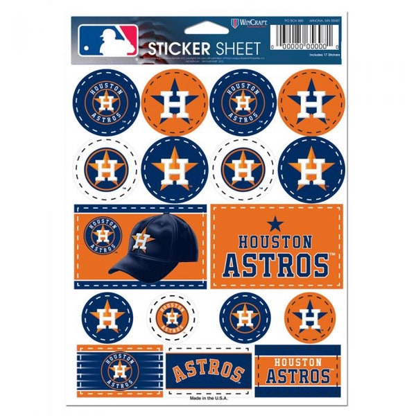 Houston Astros 5 x 7 Sticker Decal Sheet Free Shipping