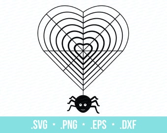 Herzförmige Spinnennetz Halloween SVG-Schnittdatei