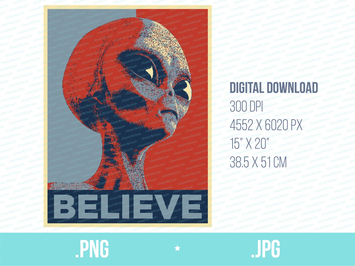 Wall Art Alien Printable PNG Alien Poster Gift for Alien Lover DIY ...