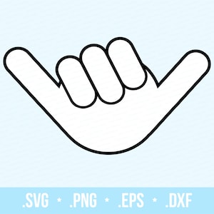 Hang Loose Shaka Hand svg Hawaii surf culture png layered graphic for cutting machines and print