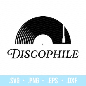 Disque vinyle collector svg discophile png phonographe collector lofi fan de musique silhouette eps dxf personnalisable pour impression et découpe vinyle