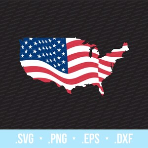 American Flag USA Map SVG PNG: Waving Patriotic Graphic, Vector Artwork (Digital Files)
