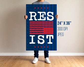 Resist Anti Trump Protest Poster: Political Yard Sign (Digital Download), Three sizes included