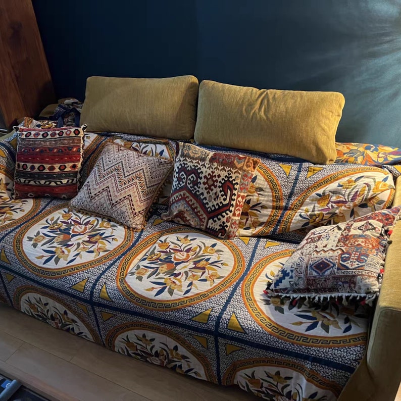 Flower Throw Blanket Bohemian Throw Blanket Flower Jacquard Etsy