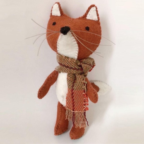 Rusty the Red Fox Felt Toy Stuffed Woodland Animal Doll Collectible Keepsake Gift Autumn Decor Ornament