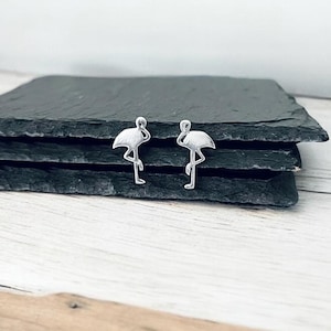 Sterling Silver Flamingo Stud Earrings