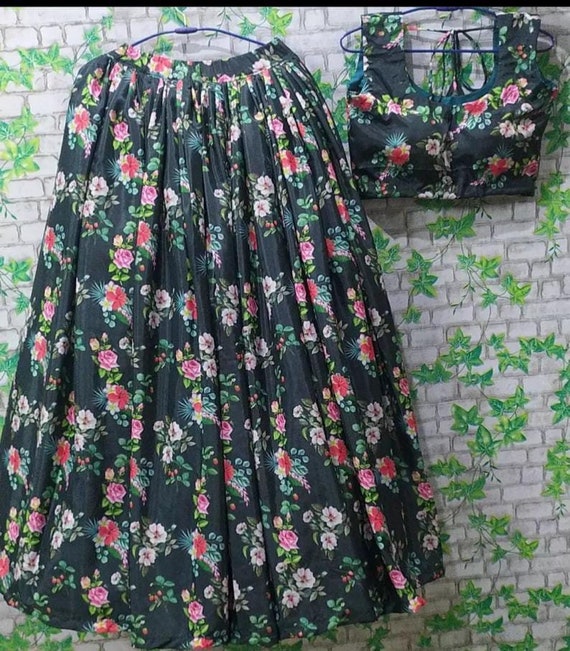 Buy Black Painted Women Ethnic Skirt and Blouse Online in India Etsy