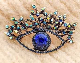 Fashionable Evil Eye Accessory - Carry the Power of the Eye with You - Evil Eye Zircon Brooch - Evil Eye Jewelry - Gold Dust Detail