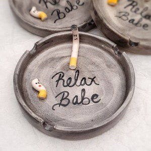 Cute Ashtray - Handmade Ceramic Gray Ashtray - Cigar Ashtray - Cute Boyfriend Gift - Cute Home Decor Gift