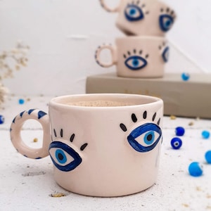 Evil Eye Protection Mug, Good Luck Mug, Spiritual Gift, Turkish Eye Nazar Mug, New Home Gift, Christmas Gift, Evil Eye Artwork