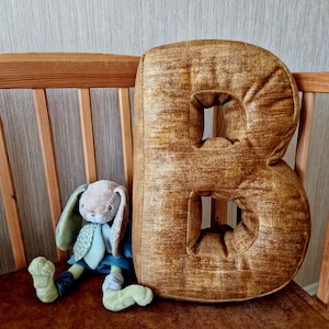 Handmade Velvet Letter Pillow B | Alphabet Pillow | Personalised Initial Pillow | Unique Kid&#39;s gift | Letter cushion for Baby&#39;s room |