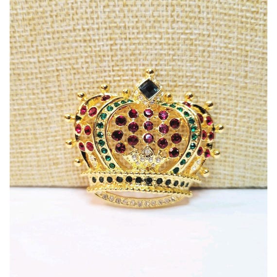 VTG KJL Kenneth J. Lane Signed Rhinestone Royal C… - image 1