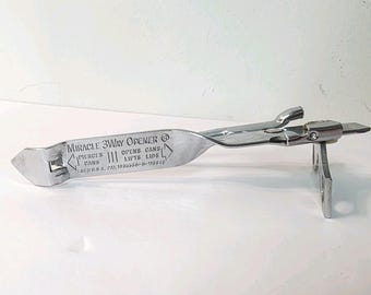 Vtg EKCO Miracle 3-Way Can Opener 848 Handheld Metal & Bottle Opener