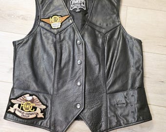 ハーレーダビッドソン 本革ベスト HOGピン付き 父の日ギフト バイク