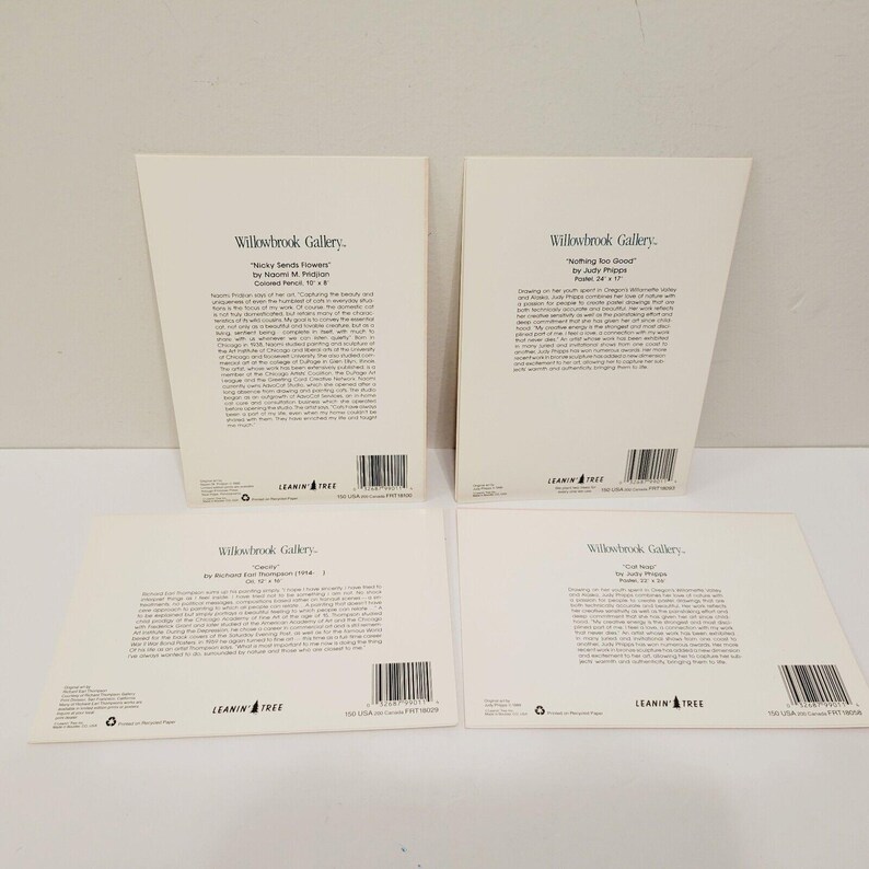 4 Vtg Leanin Tree Cat Kittens Kitty Mix Briman Tabby Blanco wenskaarten CLEAN afbeelding 4