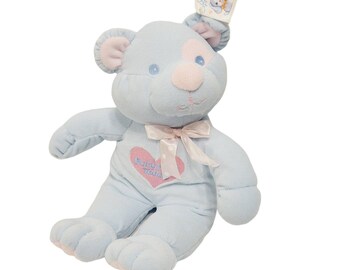 Soft Expressions Baby Blau Teddybär Plüsch mit Herz Stickerei & Schleife 12 "