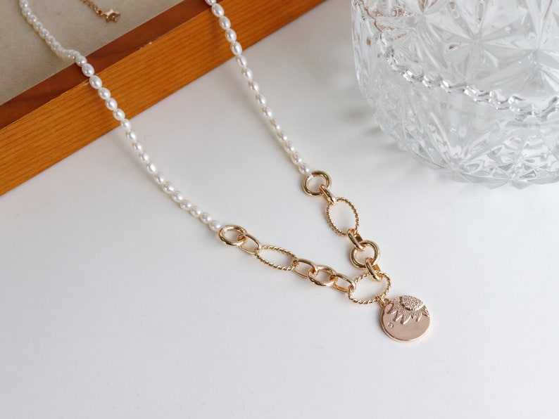 Adjustable Minimalist Design Freshwater Pearl Necklace Inital Etsy