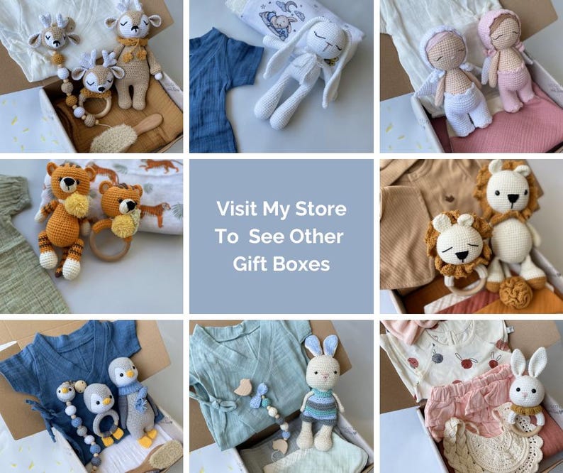 Baby Girl Gift Box, Muslin Bunny Lovey, Knitted Hat, Knitted Baby Shoes ...