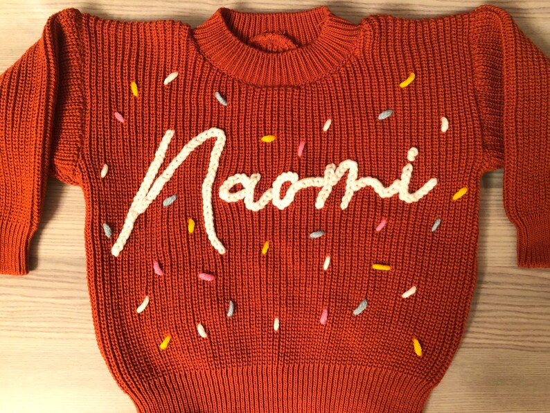 Custom Hand Embroidered Baby Toddler Name Sweater Toddler Etsy