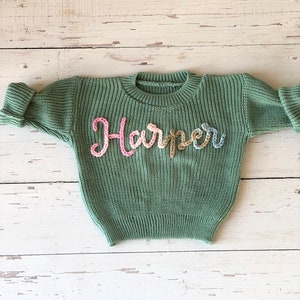 Custom Hand Embroidered Baby Toddler Name Sweater Toddler Sweater Hand ...