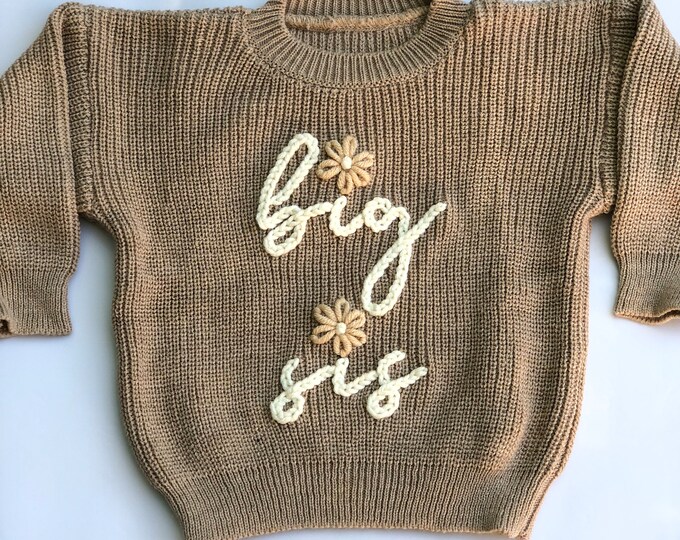 Baby Name Sweater Flowers Personalized Kids Knit Sweater Name Sweater