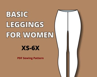 Basic leggings pdf sewing pattern for woman XS-6X, PLUS SIZE basic leggings sewing pattern, basic block sloper, beginner sewing pattern