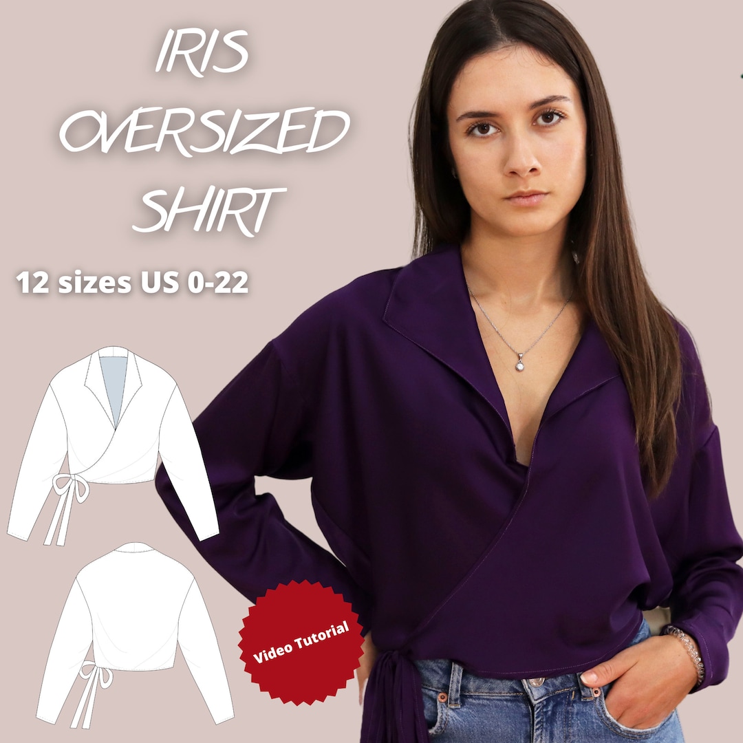Oversize Shirt Sewing Pattern Wrap Blouse Pattern Wrap Top Etsy