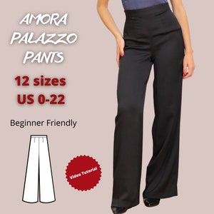 Palazzo pants for woman pdf sewing pattern, wide leg pants pattern, beginner friendly pants pattern, elegant trousers pattern, easy pants
