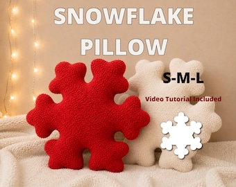 Christmas snowflake pillow sewing pattern, christmas decoration pattern, christmas gift pattern, beginner friendly sewing pattern, cuscion