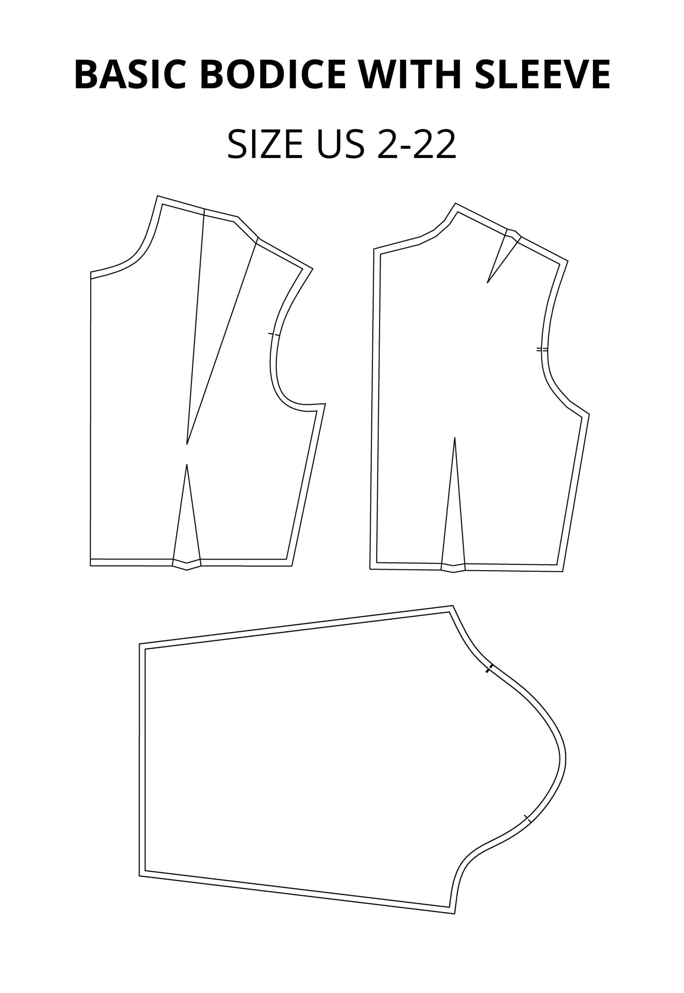 Basic Bodice Block Sloper and Sleevepdf Sewing Pattern, Basic Bodice ...