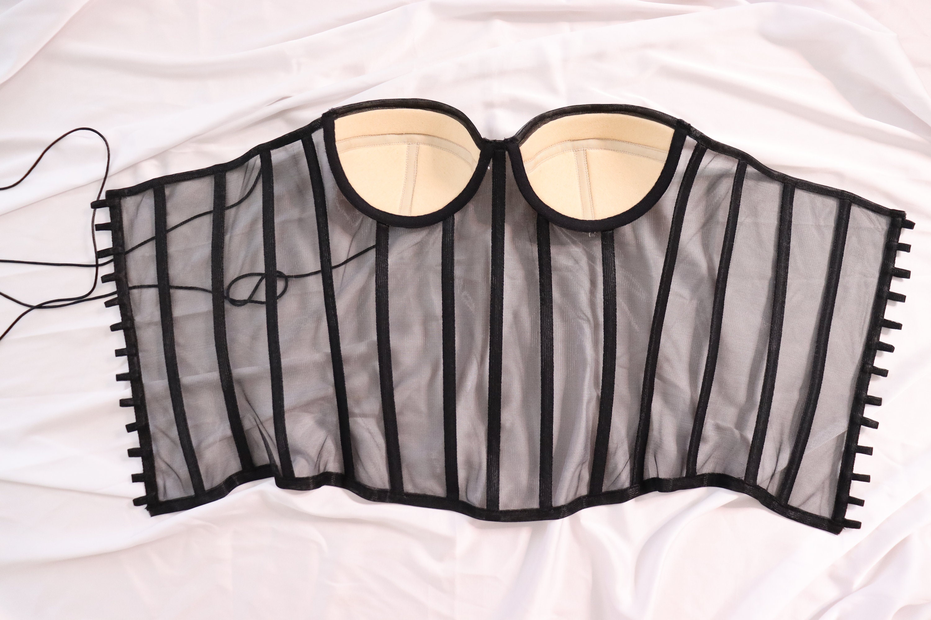 Long Sheer Corset With Cups Sewing Pattern, Strapless