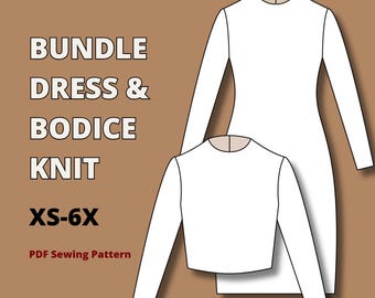 Basic  Block Pattern Set for knit fabric , basic dress sewing pattern , basic block dress pattern, sloper pattern set, block pattern set pdf