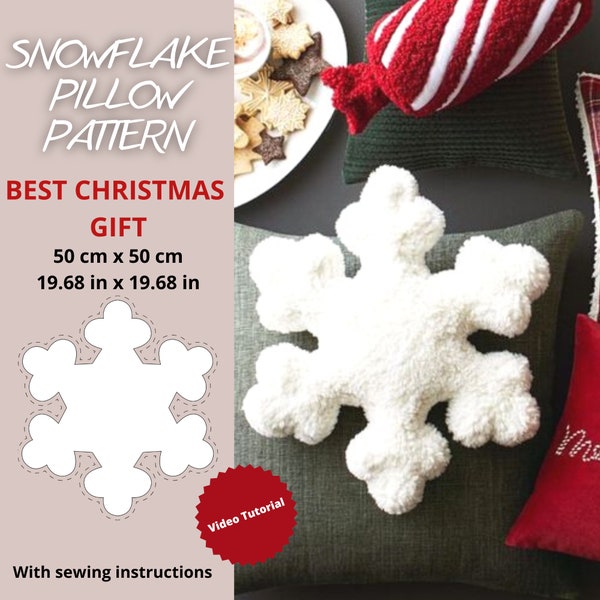 Christmas snowflake pillow sewing pattern, cushion sewing pattern, christmas decorations pattern, diy pillow pattern, christmas gift for her
