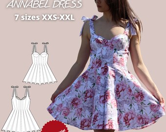 Soft cups easy summer dress sewing pattern, corset dress pattern, short spring dress pattern, bestseller dress pattern, dress sewing pdf