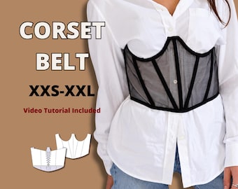 Easy sheer underbust corset pdf sewing pattern, tulle corset belt sewing pattern, beginner friendly corset belt, bestseller, corset top sew