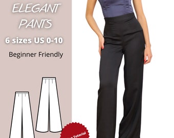 Wide leg pants sewing pattern, palazzo pants pattern, beginner friendly suit pants pattern, elegant trousers pattern, easy pattern, best