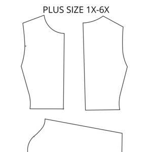 PLUS SIZE KNIT Basic bodice block sloper and sleeve pdf pattern 1X-6X,basic sloper woman, basic top pattern, pdf sewing pattern, basic block