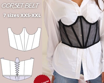 Transparent Underbust corset pattern, corset belt pattern, transparent lingerie sewing pattern pdf, bustier top pattern, bestseller pattern