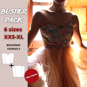 Heart shape corset and straight neckline corset sewing pattern, sweetheart neckline bustier pattern, basic corset pattern, beginner friendly
